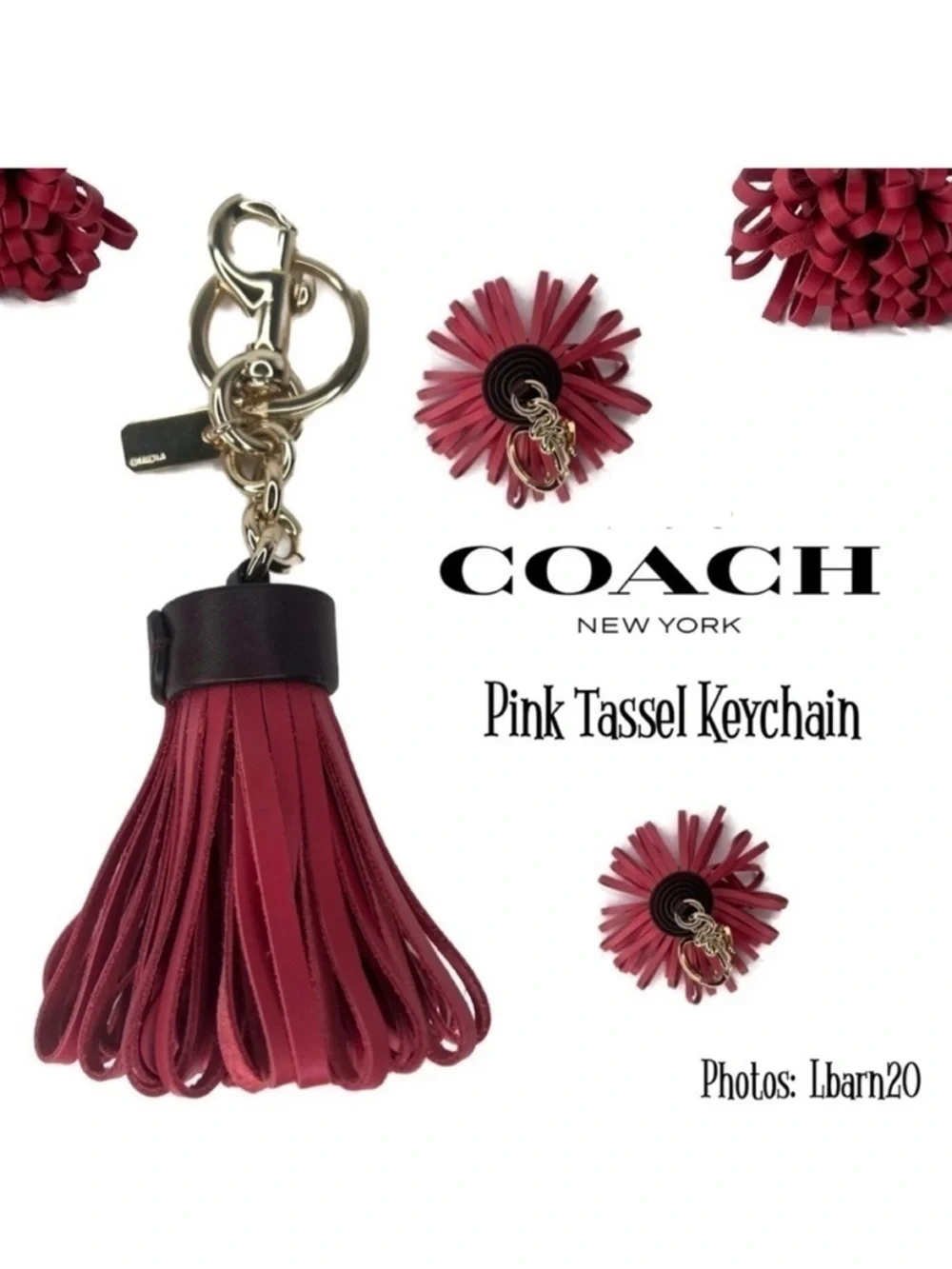 Coach Pink Tassel Keychain Charm Fob